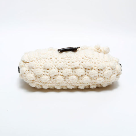 FENDI knit wool mamma bucket Shoulder Bag beige WS21660