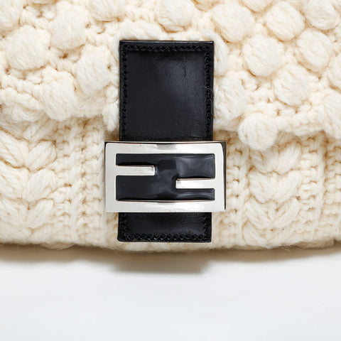 FENDI knit wool mamma bucket Shoulder Bag beige WS21660