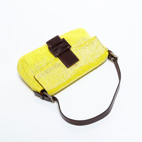FENDI Mamma Bucket Beads Shoulder Bag yellow WS21661