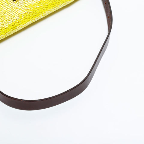 FENDI Mamma Bucket Beads Shoulder Bag yellow WS21661