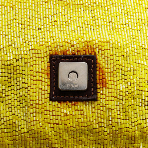 FENDI Mamma Bucket Beads Shoulder Bag yellow WS21661