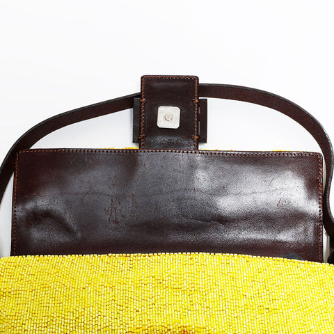 FENDI Mamma Bucket Beads Shoulder Bag yellow WS21661