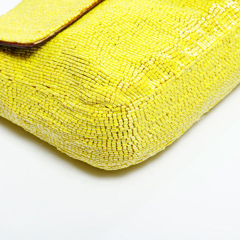 FENDI Mamma Bucket Beads Shoulder Bag yellow WS21661