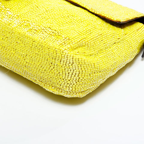 FENDI Mamma Bucket Beads Shoulder Bag yellow WS21661