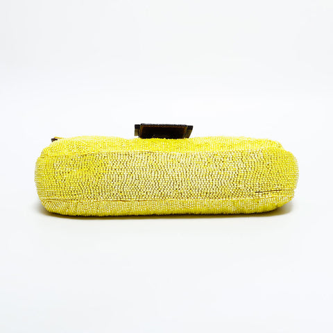 FENDI Mamma Bucket Beads Shoulder Bag yellow WS21661
