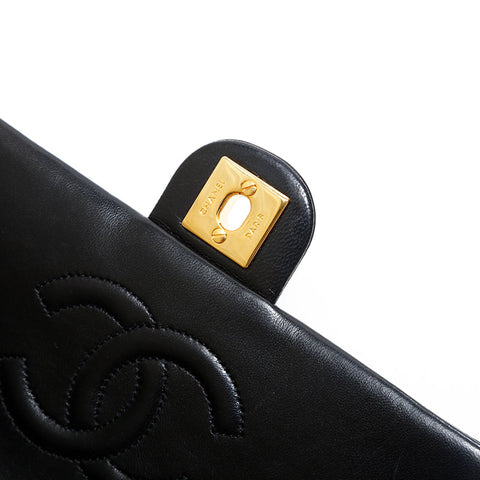 CHANEL 0 Series 1986-1988 Lambskin Mini Matelasse Square Chain Shoulder Bag black WS21662