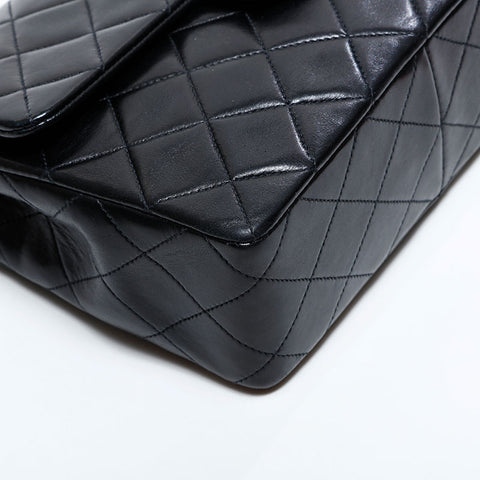 CHANEL 0 Series 1986-1988 Lambskin Mini Matelasse Square Chain Shoulder Bag black WS21662