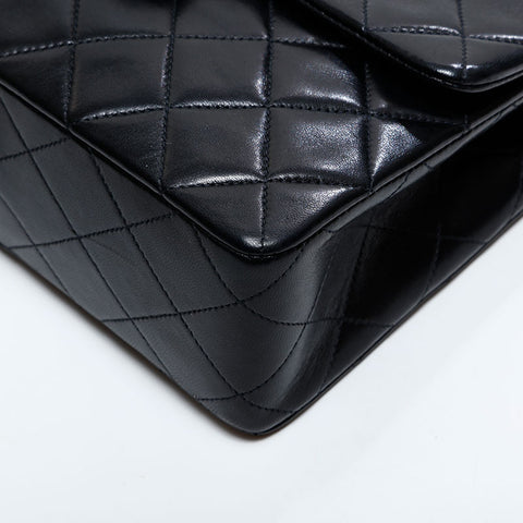 CHANEL 0 Series 1986-1988 Lambskin Mini Matelasse Square Chain Shoulder Bag black WS21662