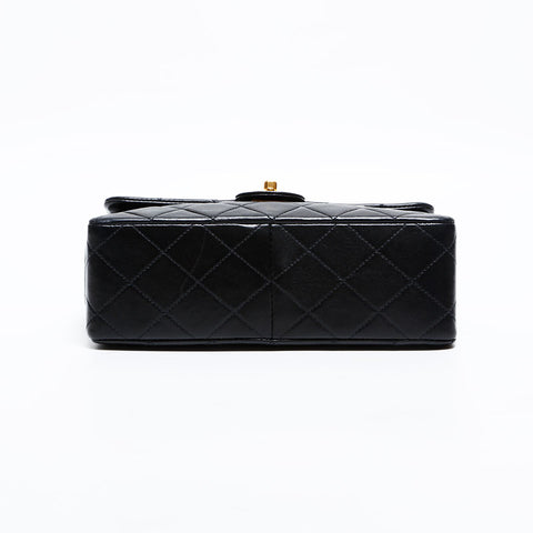 CHANEL 0 Series 1986-1988 Lambskin Mini Matelasse Square Chain Shoulder Bag black WS21662