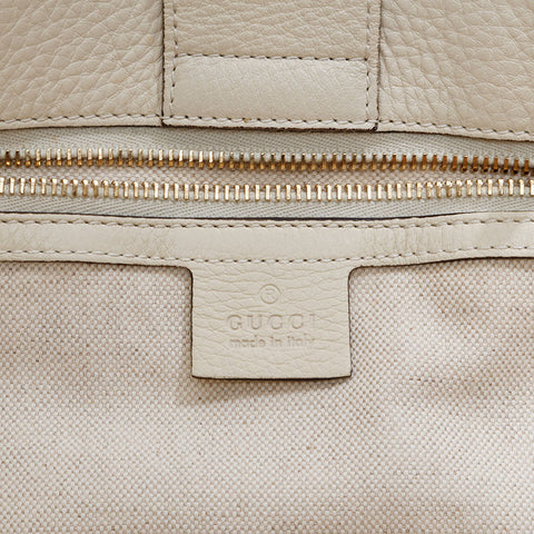 GUCCI Leather Bamboo 2way Shopping Tote Bag white WS21664