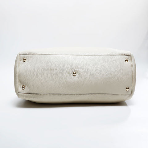 GUCCI Leather Bamboo 2way Shopping Tote Bag white WS21664