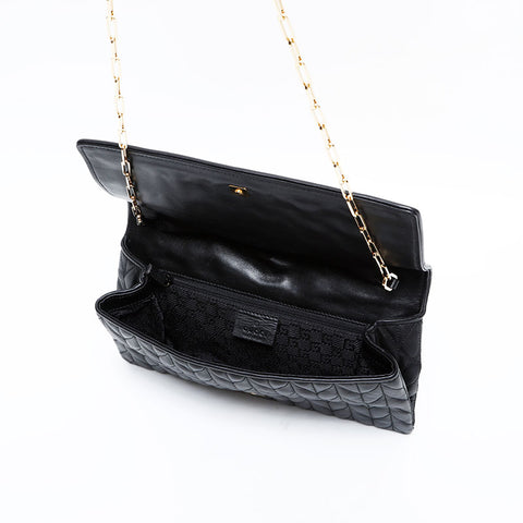 GUCCI Tiger Head Leather Shoulder Bag black WS21665