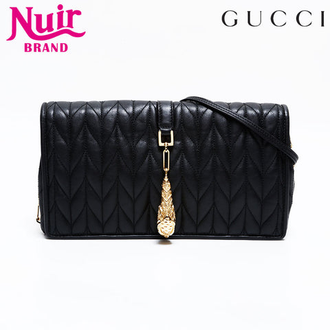 GUCCI Tiger Head Leather Shoulder Bag black WS21665