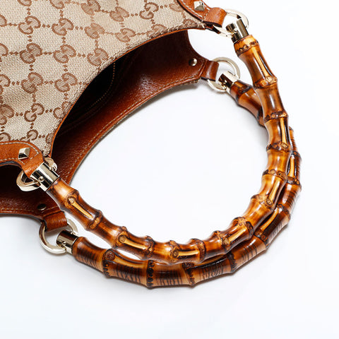 GUCCI GG Canvas Bamboo Shoulder Bag beige WS21666