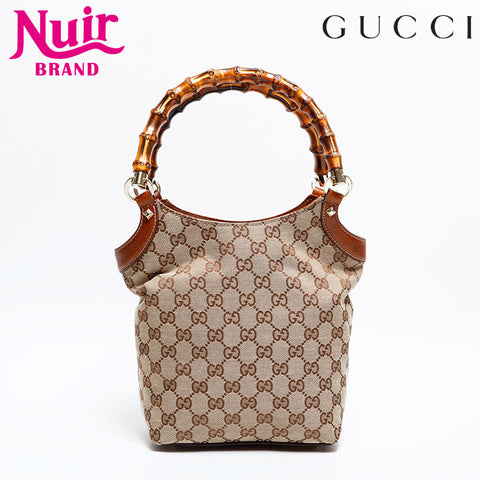GUCCI GG Canvas Bamboo Shoulder Bag beige WS21666
