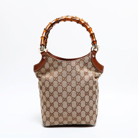 GUCCI GG Canvas Bamboo Shoulder Bag beige WS21666