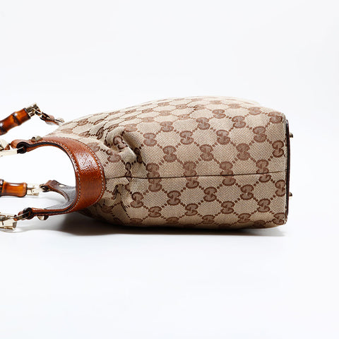 GUCCI GG Canvas Bamboo Shoulder Bag beige WS21666