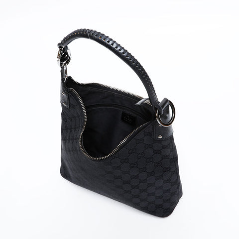 GUCCI GG canvas hobo Shoulder Bag black WS21668