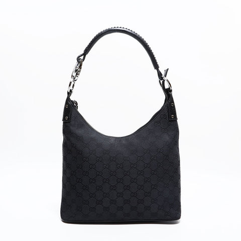 GUCCI GG canvas hobo Shoulder Bag black WS21668