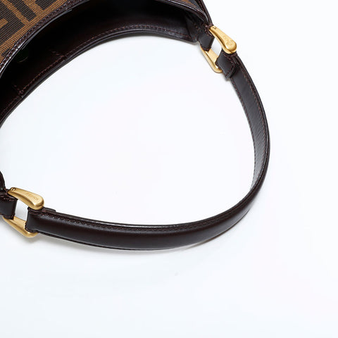 FENDI Zucca Canvas Hobo Shoulder Bag Brown WS21669