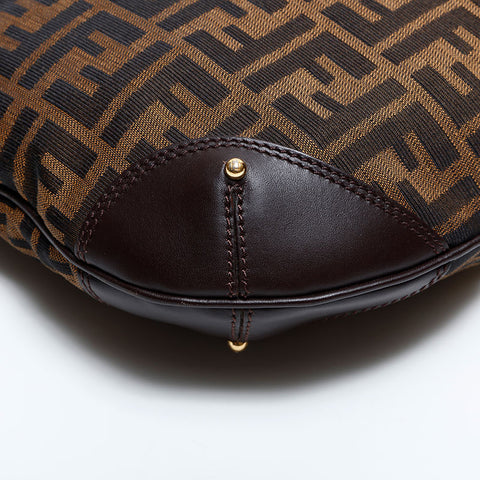 FENDI Zucca Canvas Hobo Shoulder Bag Brown WS21669