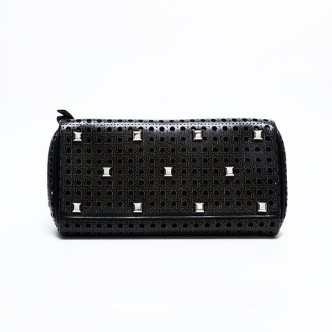 Salvatore Ferragamo Studio Leather 2way Wicker Handbag black WS21670