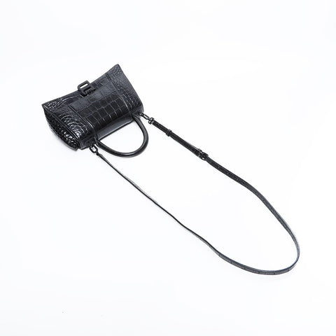 極美品 バレンシアガ BALENCIAGA 型押しレザー アワーグラス HOURGLASS XS ショルダーバッグ ブラック WS21673