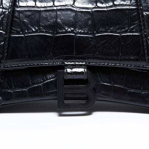 BALENCIAGA HOURGLASS XS embossed leather Shoulder Bag black WS21673