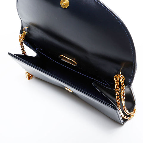 CARTIER Leather 2-way Chain Sapphire Line Mini Shoulder Bag black WS21676