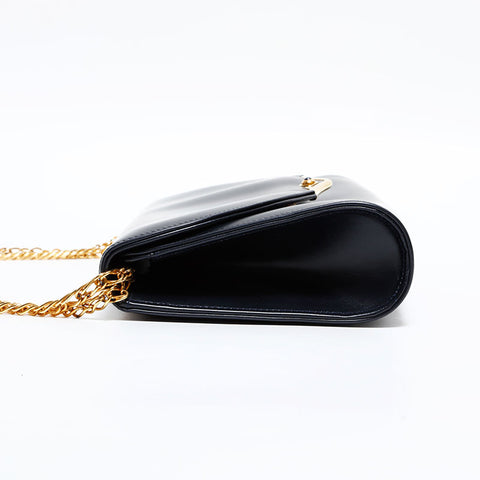 CARTIER Leather 2-way Chain Sapphire Line Mini Shoulder Bag black WS21676
