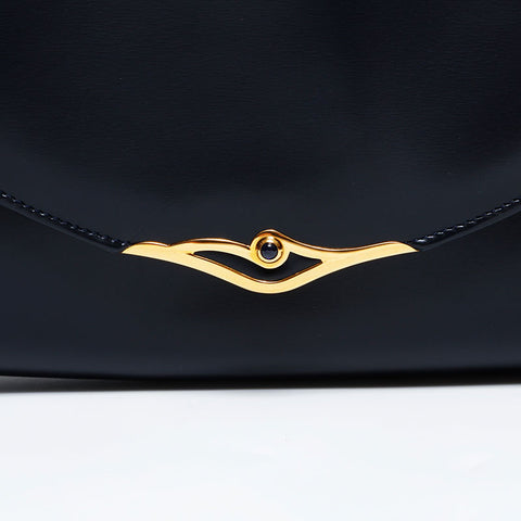 CARTIER Leather 2-way Chain Sapphire Line Mini Shoulder Bag black WS21676