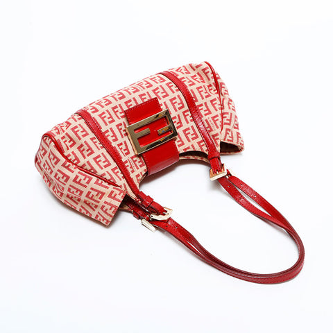 FENDI Zucchino Mamma Canvas Mini Handbag Red WS21687