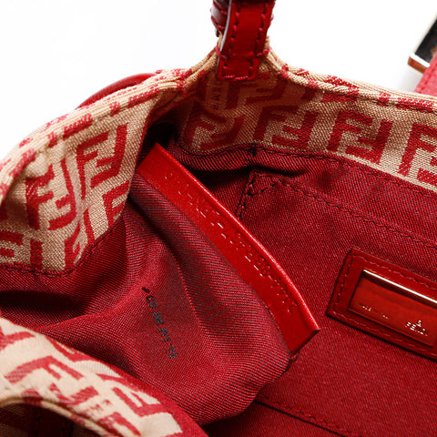 FENDI Zucchino Mamma Canvas Mini Handbag Red WS21687