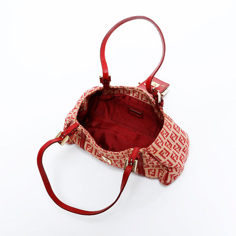 FENDI Zucchino Mamma Canvas Mini Handbag Red WS21687