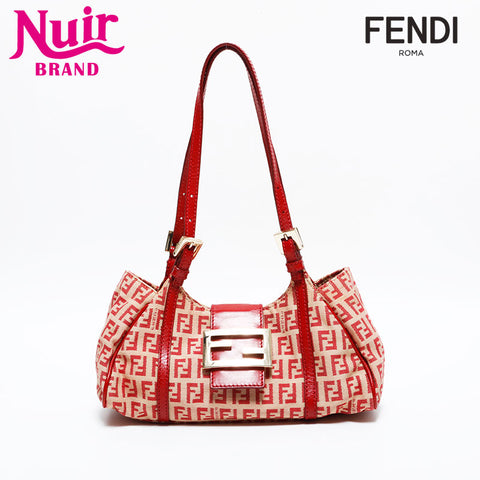 FENDI Zucchino Mamma Canvas Mini Handbag Red WS21687