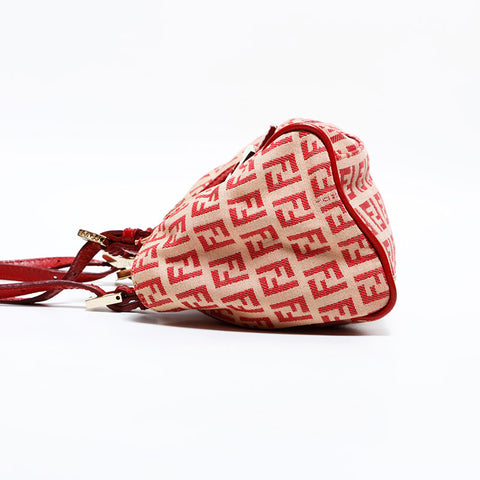 FENDI Zucchino Mamma Canvas Mini Handbag Red WS21687