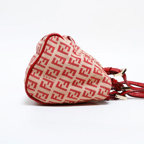 FENDI Zucchino Mamma Canvas Mini Handbag Red WS21687