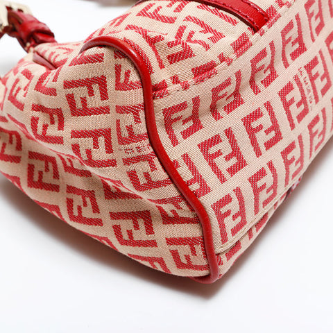 FENDI Zucchino Mamma Canvas Mini Handbag Red WS21687