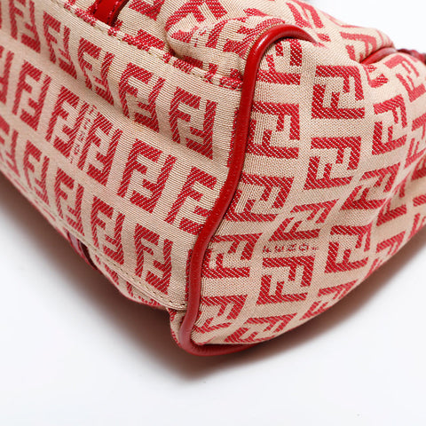FENDI Zucchino Mamma Canvas Mini Handbag Red WS21687