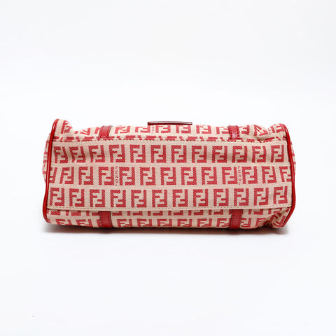 FENDI Zucchino Mamma Canvas Mini Handbag Red WS21687