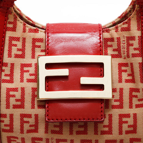 FENDI Zucchino Mamma Canvas Mini Handbag Red WS21687