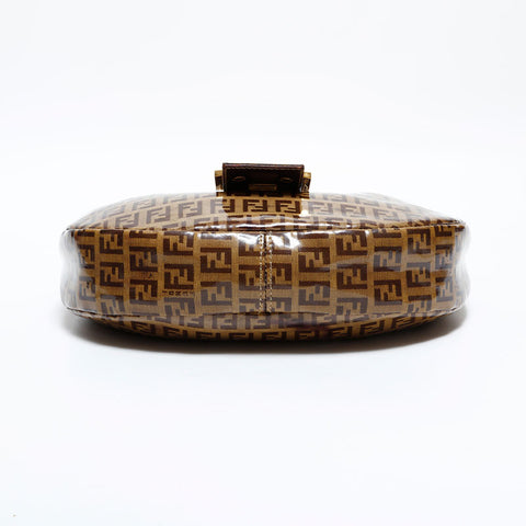 FENDI PVC Zucchino Mamma Half Moon Hobo Shoulder Bag Brown WS21688
