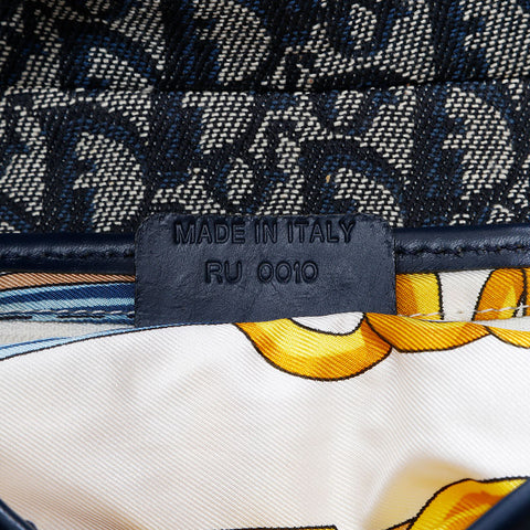 Christian Dior Trotter Oblique Canvas Saddlebag Shoulder Bag Navy WS21689