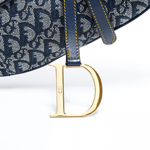 Christian Dior Trotter Oblique Canvas Saddlebag Shoulder Bag Navy WS21689