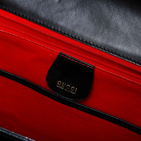 GUCCI Leather Bamboo 2way Shoulder Bag black WS21690