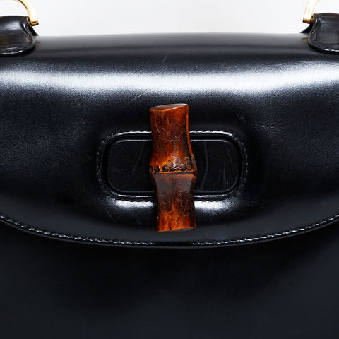 GUCCI Leather Bamboo 2way Shoulder Bag black WS21690