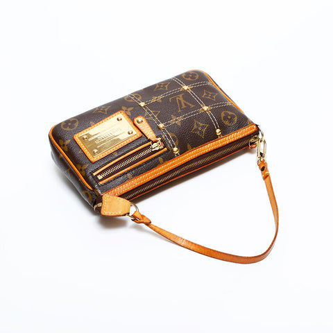 LOUIS VUITTON 2006 Monogram Rivet Pochette Accessories Shoulder Bag Brown WS21692