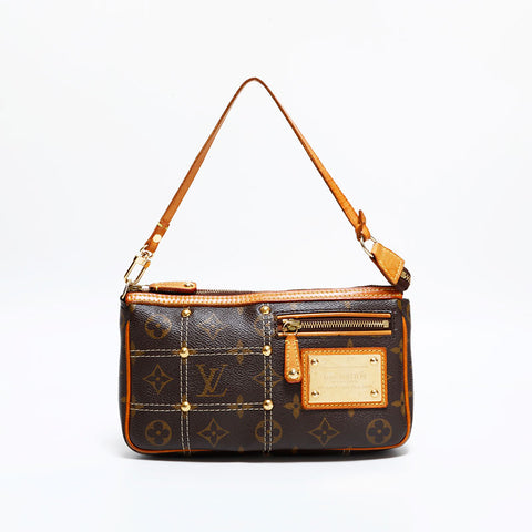 LOUIS VUITTON 2006 Monogram Rivet Pochette Accessories Shoulder Bag Brown WS21692