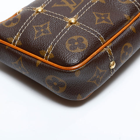 LOUIS VUITTON 2006 Monogram Rivet Pochette Accessories Shoulder Bag Brown WS21692