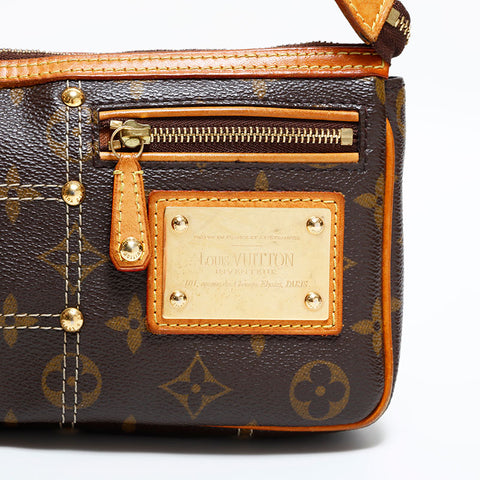 LOUIS VUITTON 2006 Monogram Rivet Pochette Accessories Shoulder Bag Brown WS21692